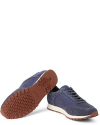 dunkelblaue Wildleder niedrige Sneakers von Loro Piana