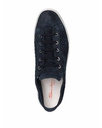 dunkelblaue Wildleder niedrige Sneakers von Santoni