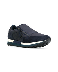 dunkelblaue Wildleder niedrige Sneakers von Moncler