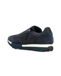 dunkelblaue Wildleder niedrige Sneakers von Moncler