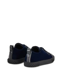 dunkelblaue Wildleder niedrige Sneakers von Giuseppe Zanotti