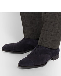 dunkelblaue Wildleder Oxford Schuhe von Kingsman