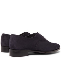 dunkelblaue Wildleder Oxford Schuhe von Kingsman