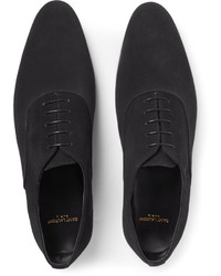 dunkelblaue Wildleder Oxford Schuhe von Saint Laurent