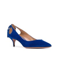 dunkelblaue Wildleder Pumps mit Ausschnitten von Aquazzura