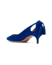 dunkelblaue Wildleder Pumps mit Ausschnitten von Aquazzura