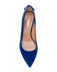 dunkelblaue Wildleder Pumps mit Ausschnitten von Aquazzura