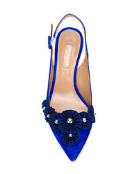 dunkelblaue Wildleder Pumps mit Blumenmuster von Aquazzura