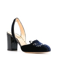 dunkelblaue Wildleder Pumps von Charlotte Olympia