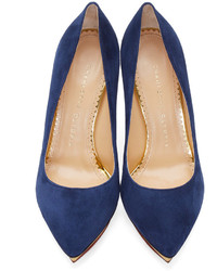 dunkelblaue Wildleder Pumps von Charlotte Olympia