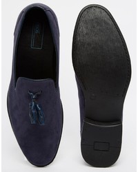 dunkelblaue Wildleder Slipper mit Quasten von Asos