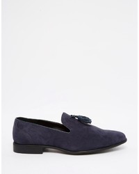 dunkelblaue Wildleder Slipper mit Quasten von Asos