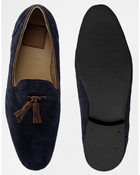 dunkelblaue Wildleder Slipper mit Quasten von Asos