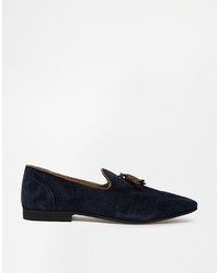 dunkelblaue Wildleder Slipper mit Quasten von Asos