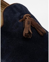 dunkelblaue Wildleder Slipper mit Quasten von Asos