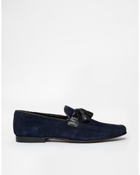 dunkelblaue Wildleder Slipper mit Quasten von Asos