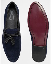 dunkelblaue Wildleder Slipper mit Quasten von Asos