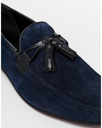 dunkelblaue Wildleder Slipper mit Quasten von Asos