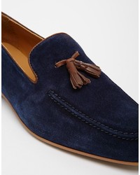 dunkelblaue Wildleder Slipper mit Quasten von Asos