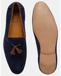 dunkelblaue Wildleder Slipper mit Quasten von Asos