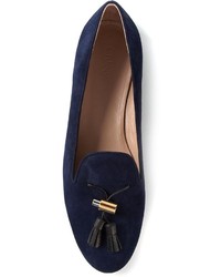 dunkelblaue Wildleder Slipper mit Quasten von Chloé