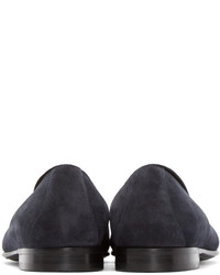 dunkelblaue Wildleder Slipper mit Quasten von Burberry