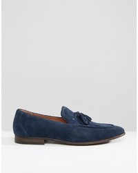 dunkelblaue Wildleder Slipper mit Quasten von Dune