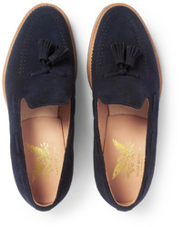 dunkelblaue Wildleder Slipper mit Quasten von Mark McNairy