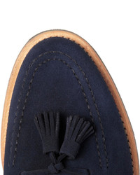 dunkelblaue Wildleder Slipper mit Quasten von Mark McNairy