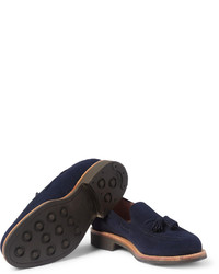 dunkelblaue Wildleder Slipper mit Quasten von Mark McNairy