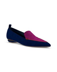 dunkelblaue Wildleder Slipper von Nicholas Kirkwood