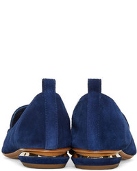 dunkelblaue Wildleder Slipper von Nicholas Kirkwood