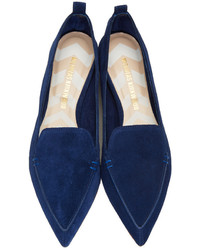 dunkelblaue Wildleder Slipper von Nicholas Kirkwood