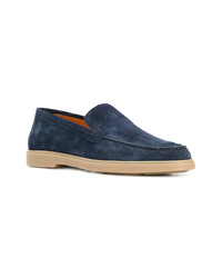 dunkelblaue Wildleder Slipper von Santoni