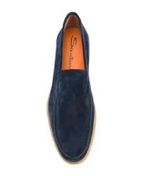 dunkelblaue Wildleder Slipper von Santoni