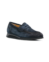 dunkelblaue Wildleder Slipper von Santoni