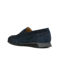 dunkelblaue Wildleder Slipper von Santoni