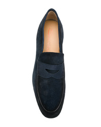 dunkelblaue Wildleder Slipper von Santoni