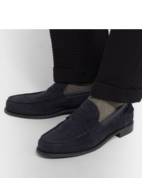 dunkelblaue Wildleder Slipper von Cheaney