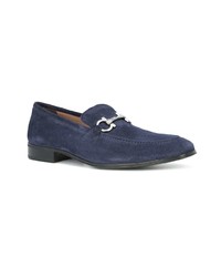 dunkelblaue Wildleder Slipper von Salvatore Ferragamo