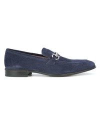 dunkelblaue Wildleder Slipper von Salvatore Ferragamo