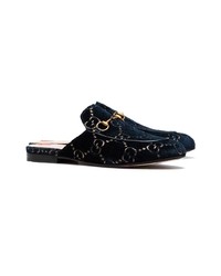 dunkelblaue Wildleder Slipper von Gucci