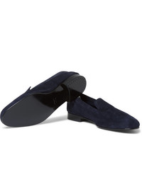 dunkelblaue Wildleder Slipper von George Cleverley