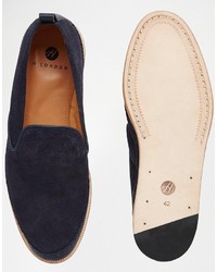 dunkelblaue Wildleder Slipper