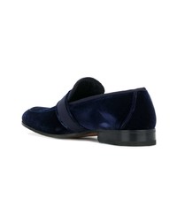 dunkelblaue Wildleder Slipper von Salvatore Ferragamo