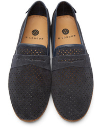 dunkelblaue Wildleder Slipper von H By Hudson