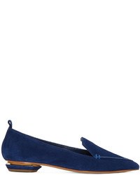 dunkelblaue Wildleder Slipper von Nicholas Kirkwood