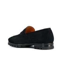 dunkelblaue Wildleder Slipper von Santoni