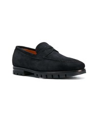 dunkelblaue Wildleder Slipper von Santoni