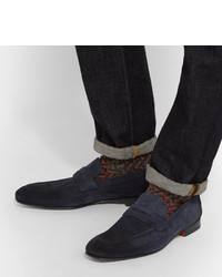 dunkelblaue Wildleder Slipper von Santoni